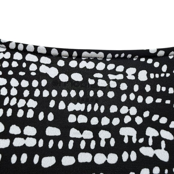 LIZ CLAIBORNE Tunic Top Plus Size 1X Slinky Stretch Black White Print Soutache - Picture 7 of 9